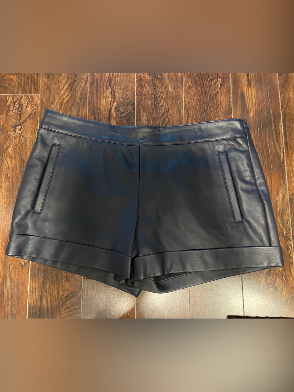 Club Monaco Navy Blue Leather Shorts
